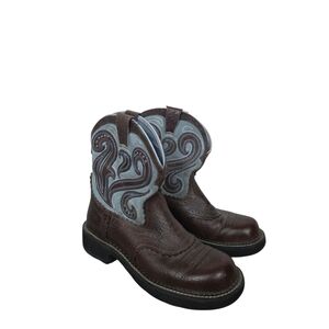 Ariat Brown and Gray Heeled Boots Size 8